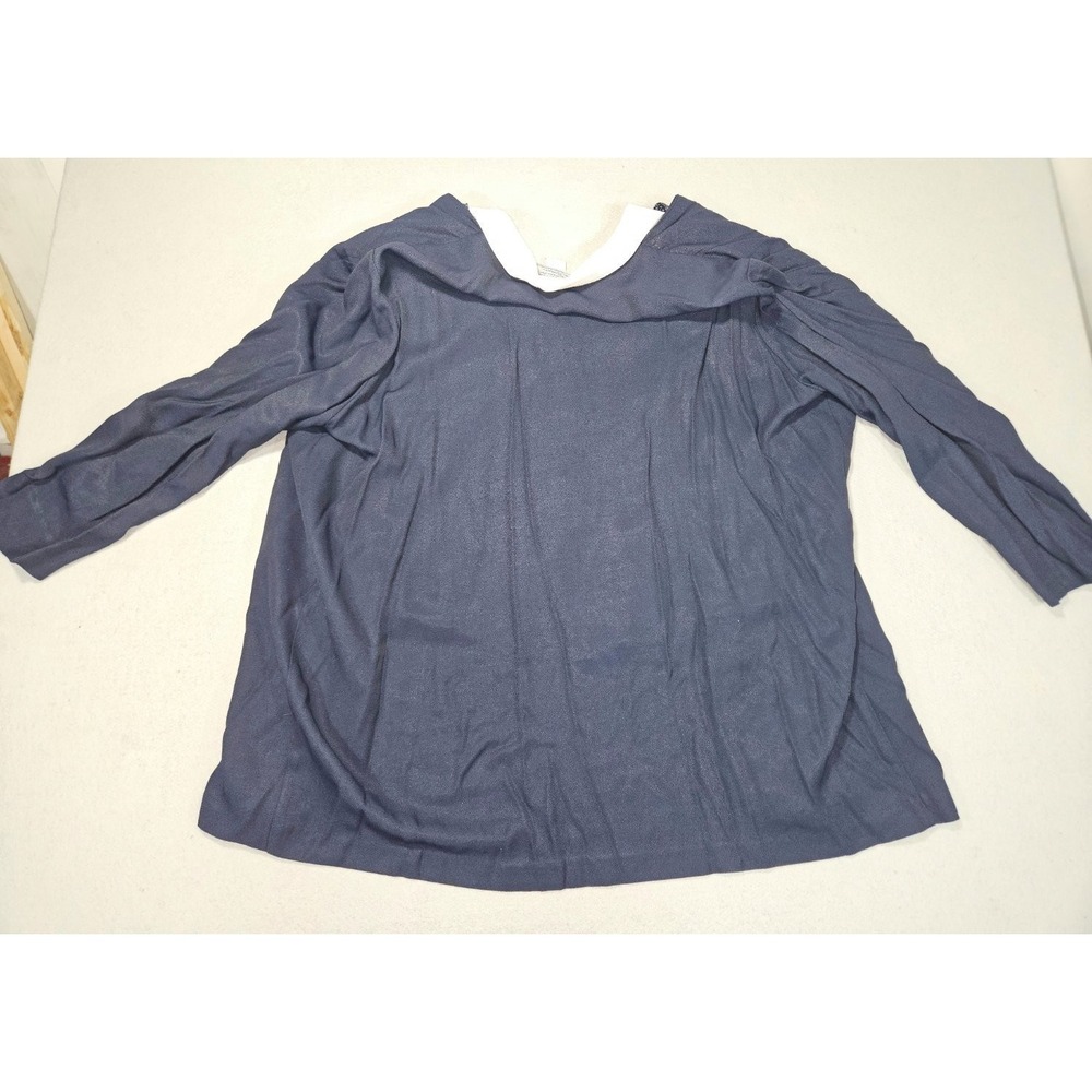 VTG DE Frantoria Pantsuit Set Navy Blue White Mock Vest Pants 3pc Lagenlook 18P - Picture 6 of 10